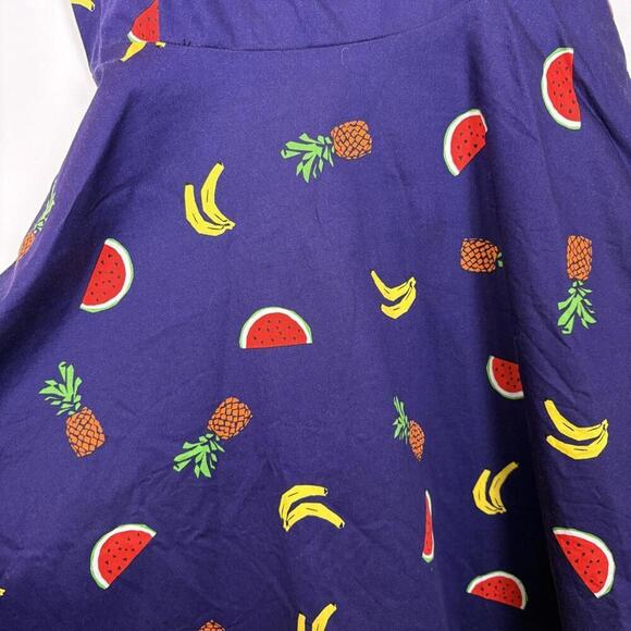 Vintage 90's Novelty Purple Fruit Print A-line Dress Size: 1x - Picture 4 of 9